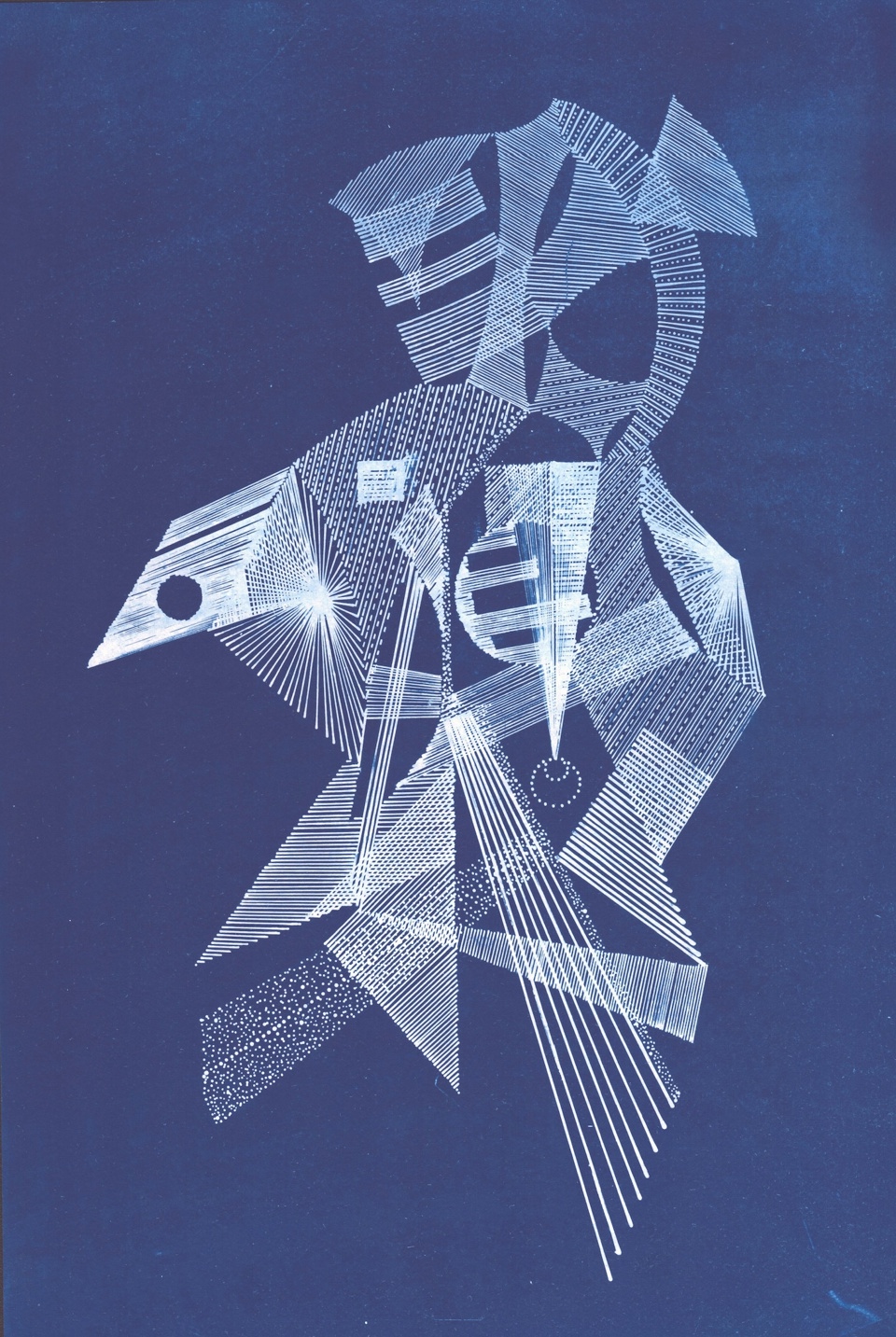 Mary Yacoob, Machinic Bloom 01, 2026, cyanotype edition, H330 mm x W210 mm. Redrawing Diagrams of Science - Mary Yacoob - Artist in Focus - September 2026
